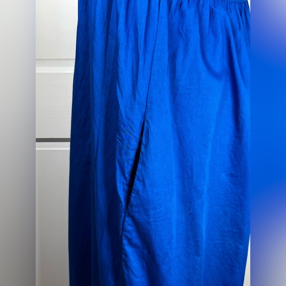 Anthropologie LACAUSA Blue T-Strap Maxi Dress With Pockets Size Small - Picture 5 of 7